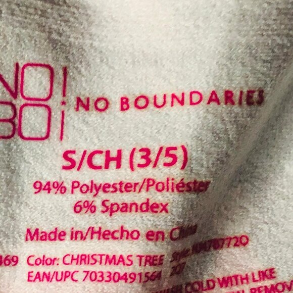 No Boundaries leggings Christmas trees green red black polyester small 3/5 READ - Picture 6 of 6